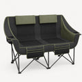 Oversized Heavy Duty Folding Camping Loveseat Chair for Two Adults with Cup Holders 660 lbs Streamonpod