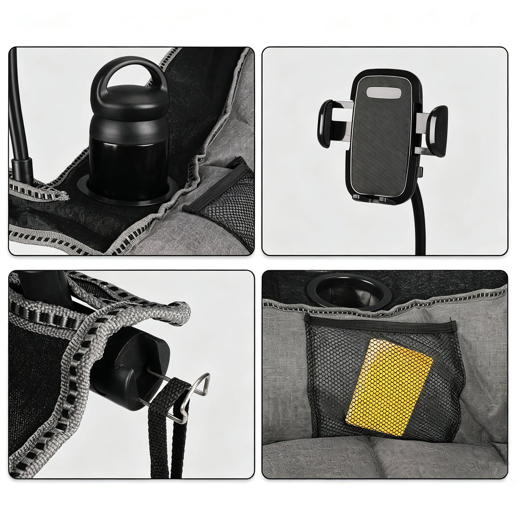 Oversized Folding Camping Chair for Adults Heavy Duty 400 lbs with Cup Holder Phone Holder Streamonpod